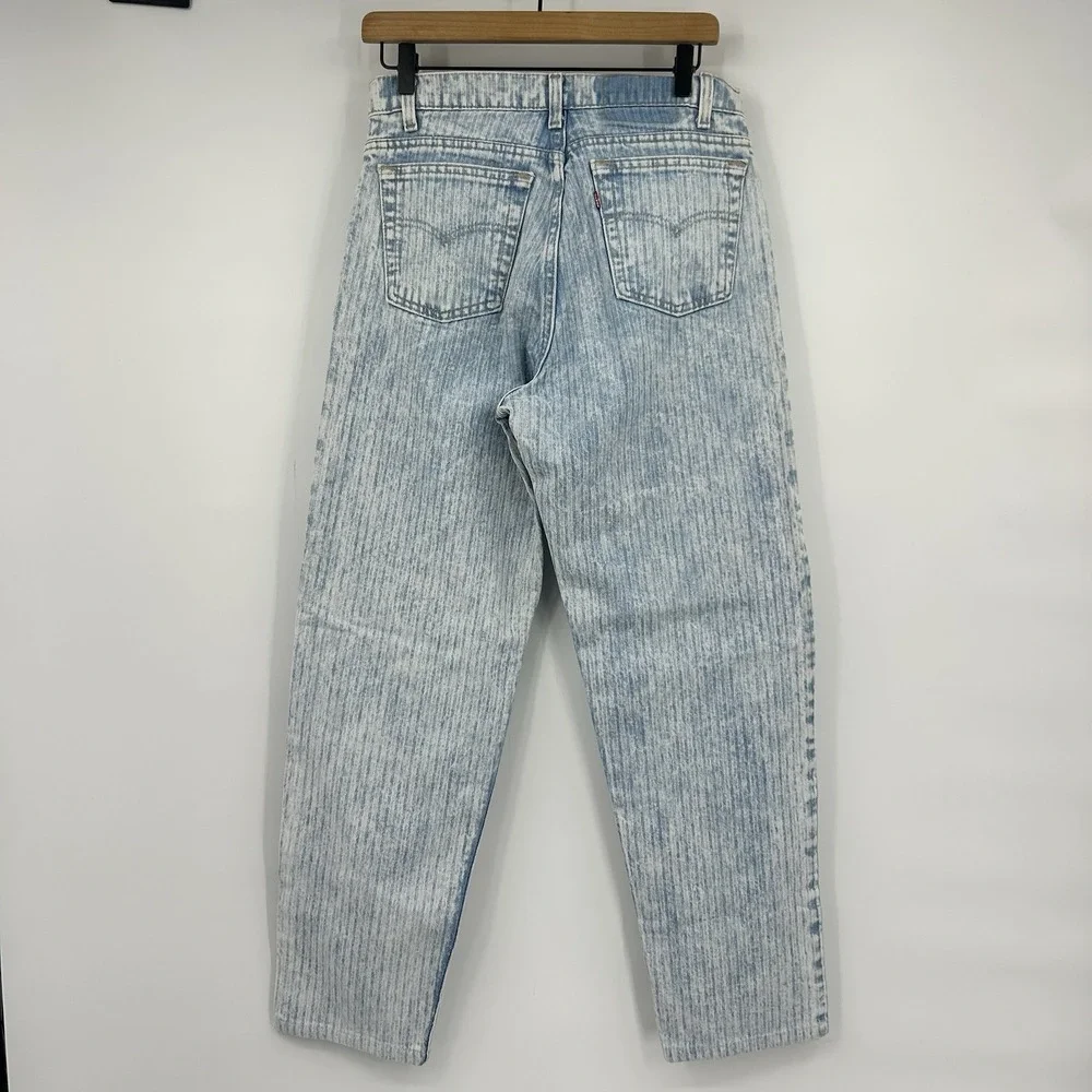 Vintage 90s Levi's 550 Jeans W31 USA Herringbone Acid Wash Striped Denim